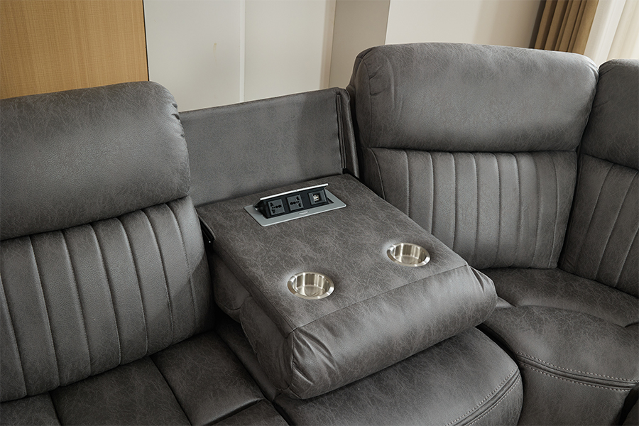 RC-7756 Oturma Odası Gücü Görünmez Şarj Cihazı Soketi ile Kesit Kanepe